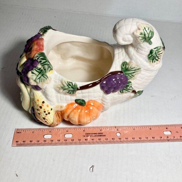 Vintage Ceramic Fall Thanksgiving Cornucopia Table Centerpiece Decor Planter - Picture 13 of 16